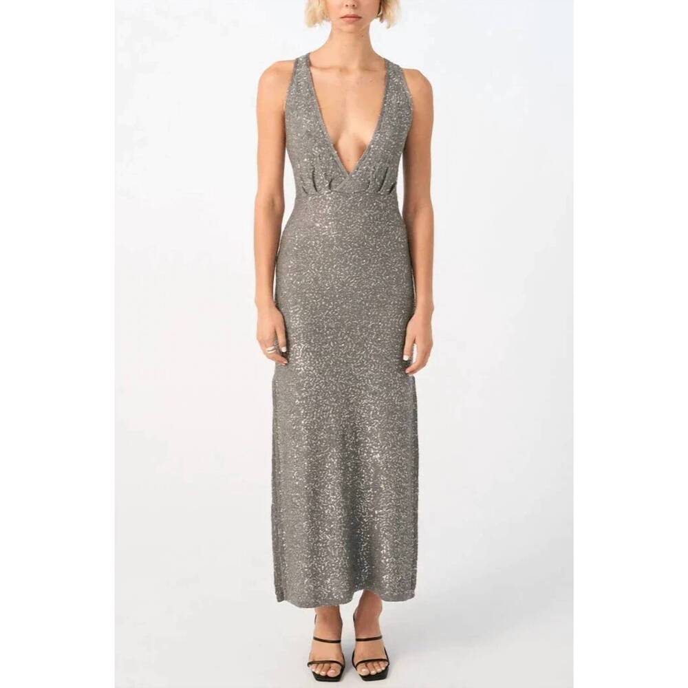 NEW SOVERE gleam maxi dress in platinum
